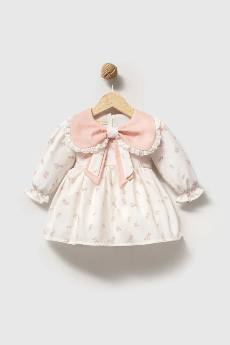 LOUISE Fiyonk Yaka Uzun Kollu Bayramlık Özel Gün Kız Bebek Elbise - SOMON