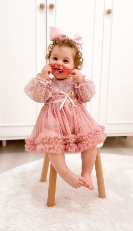 Alwin kız Bebek Elbise romper tütü prenses - ROSE