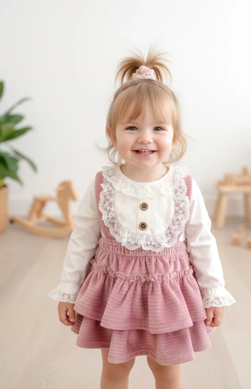 Linda Kız Bebek Salopet Takımı - PEMBE