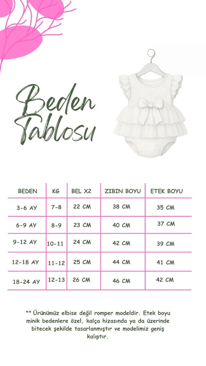 BATHANEY Vintage Fiyonklu Bayramlık Özel Gün Kız Bebek Romper - KAHVERENGİ