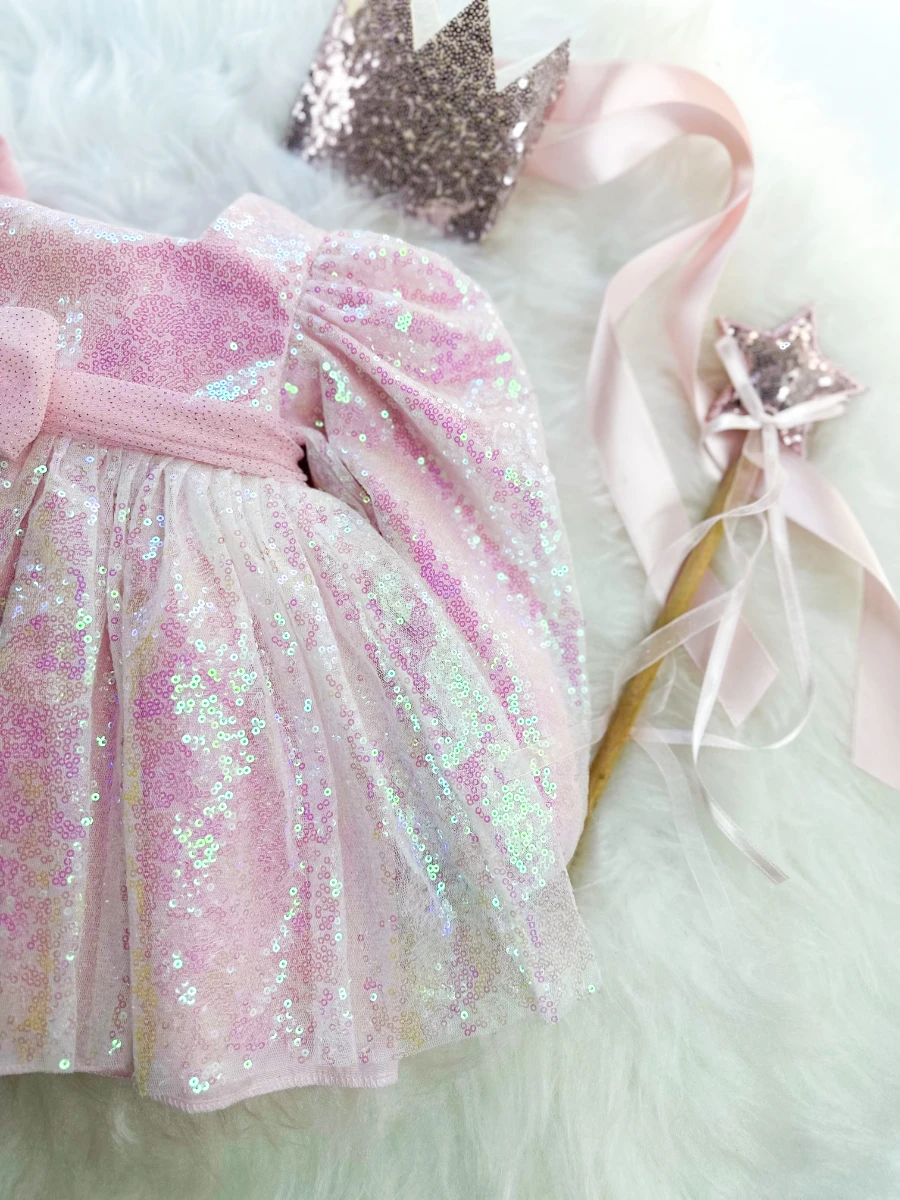 LOTUS (ÖN SİPARİŞ) Pul Payet Özel Gün Doğum Günü Kız Çocuk Parti Elbise   - PUDRA