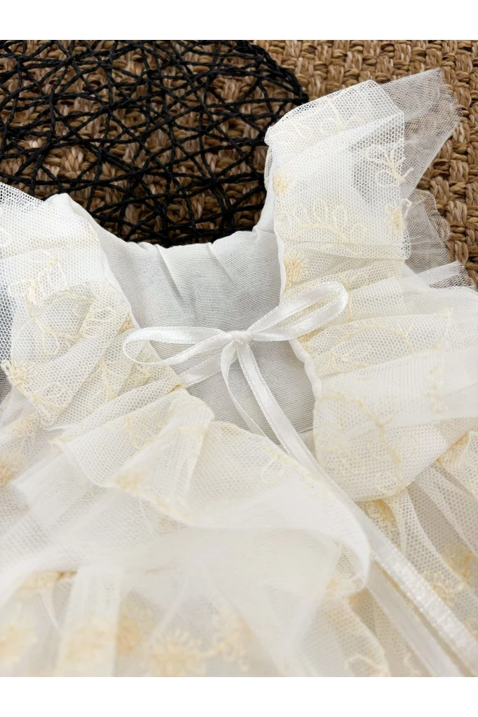 Dream Bebek Romper Tütü Zıbınlı Prenses Bayramlık Özel Gün Doğum Günü - EKRU