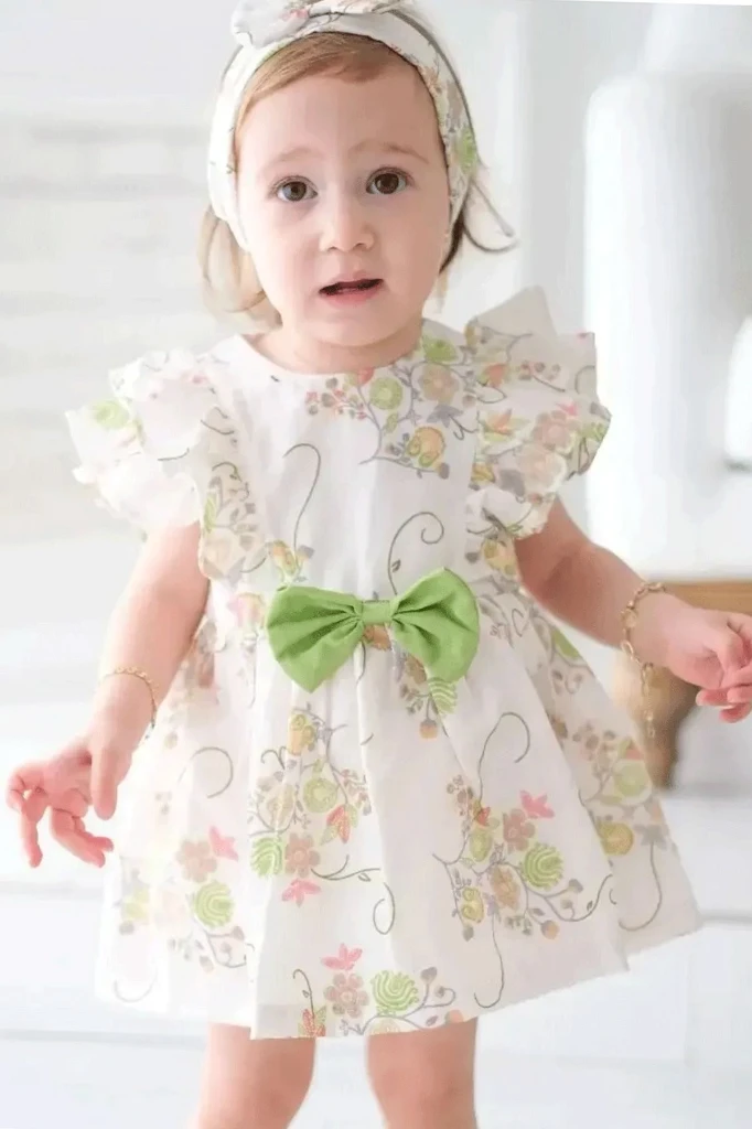 Kelly kız bebek bayramlık özel gün doğum günü romper - YEŞİL