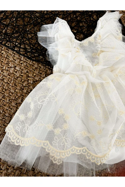 Dream Bebek Romper Tütü Zıbınlı Prenses Bayramlık Özel Gün Doğum Günü - EKRU