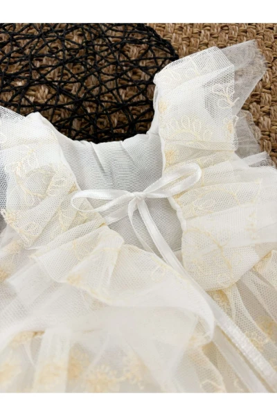 Dream Bebek Romper Tütü Zıbınlı Prenses Bayramlık Özel Gün Doğum Günü - EKRU