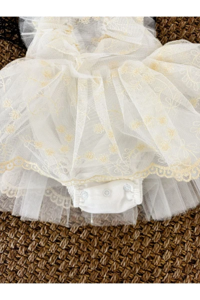 Dream Bebek Romper Tütü Zıbınlı Prenses Bayramlık Özel Gün Doğum Günü - EKRU