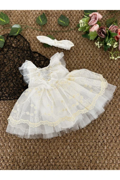Dream Bebek Romper Tütü Zıbınlı Prenses Bayramlık Özel Gün Doğum Günü - EKRU