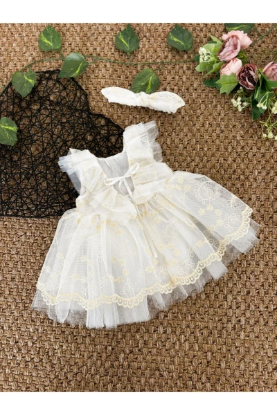 Dream Bebek Romper Tütü Zıbınlı Prenses Bayramlık Özel Gün Doğum Günü - EKRU