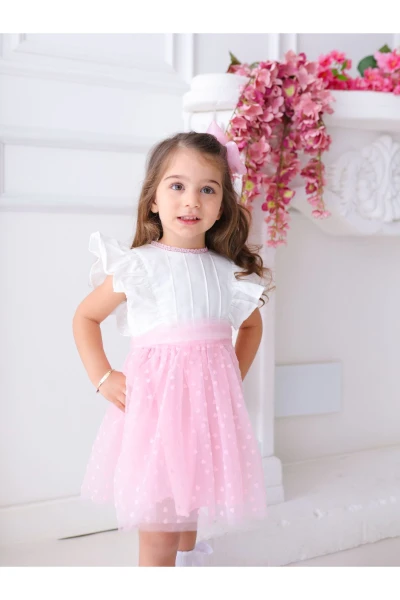Kalpli Tütü Kız Bayramlık Elbise - PEMBE