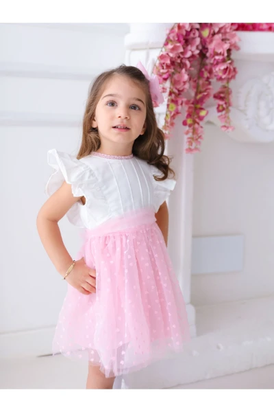 Kalpli Tütü Kız Bayramlık Elbise - PEMBE
