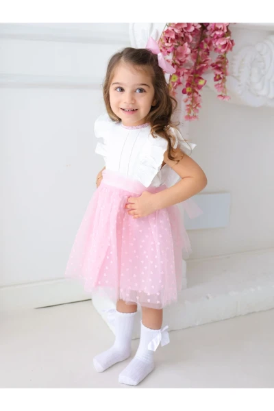 Kalpli Tütü Kız Bayramlık Elbise - PEMBE