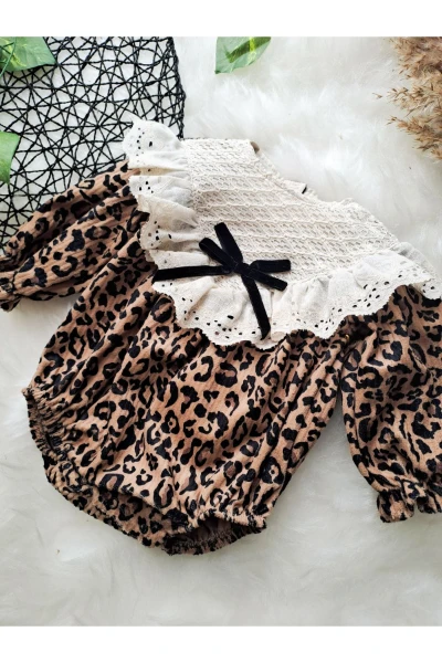 STELLA LEOPAR  ROMPER TULUM BAYRAMLIK ÖZEL GÜN KADİFE - KAHVERENGİ