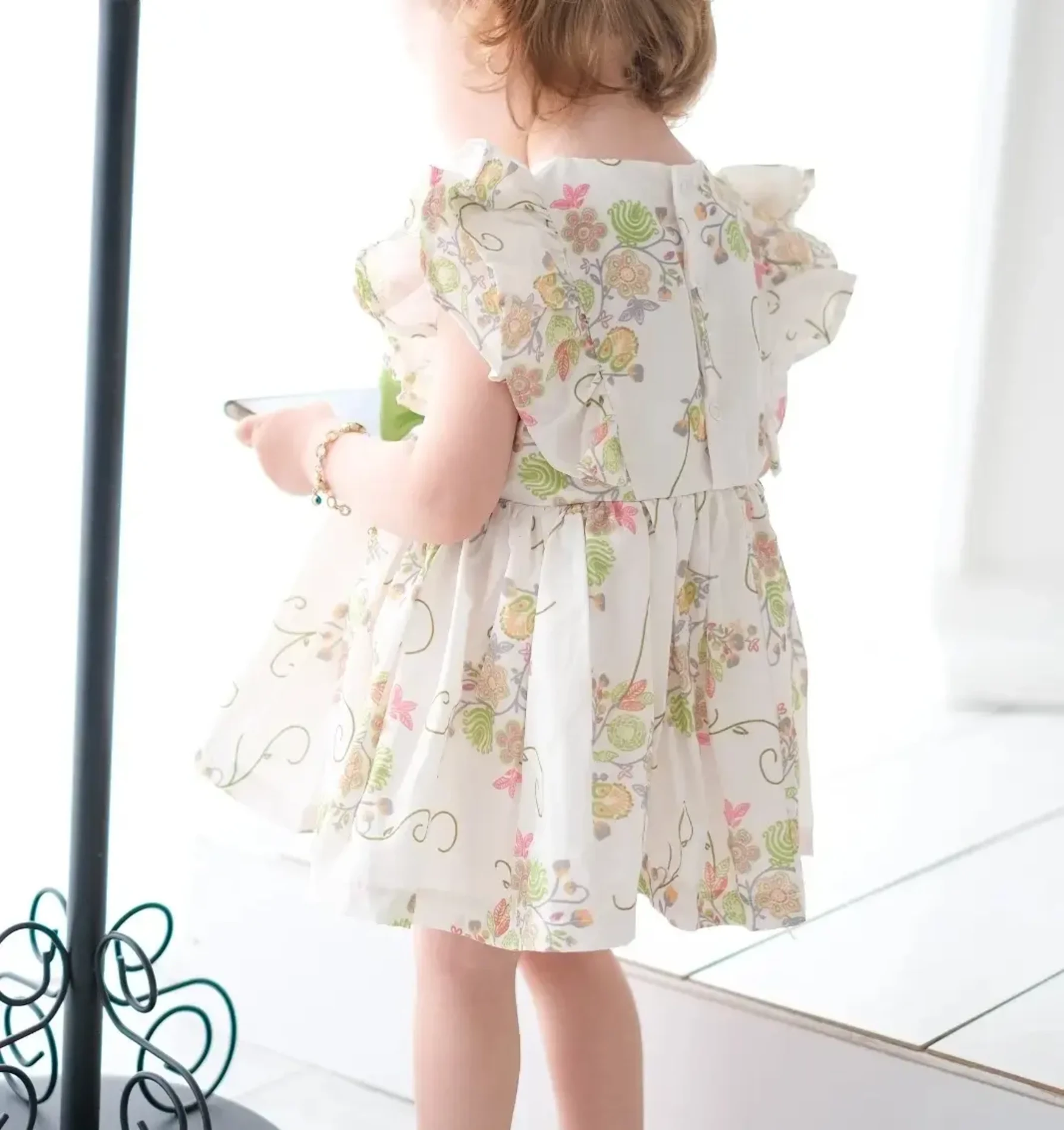 Kelly Çiçek Desenli Kız Bebek Romper - YEŞİL