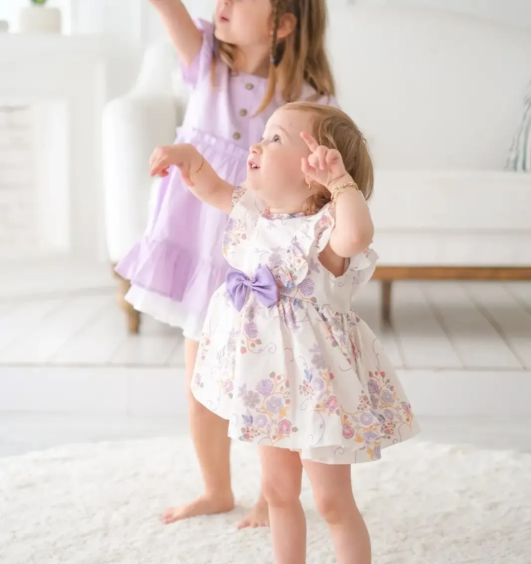 Kelly Çiçek Desenli Kız Bebek Romper - LİLA