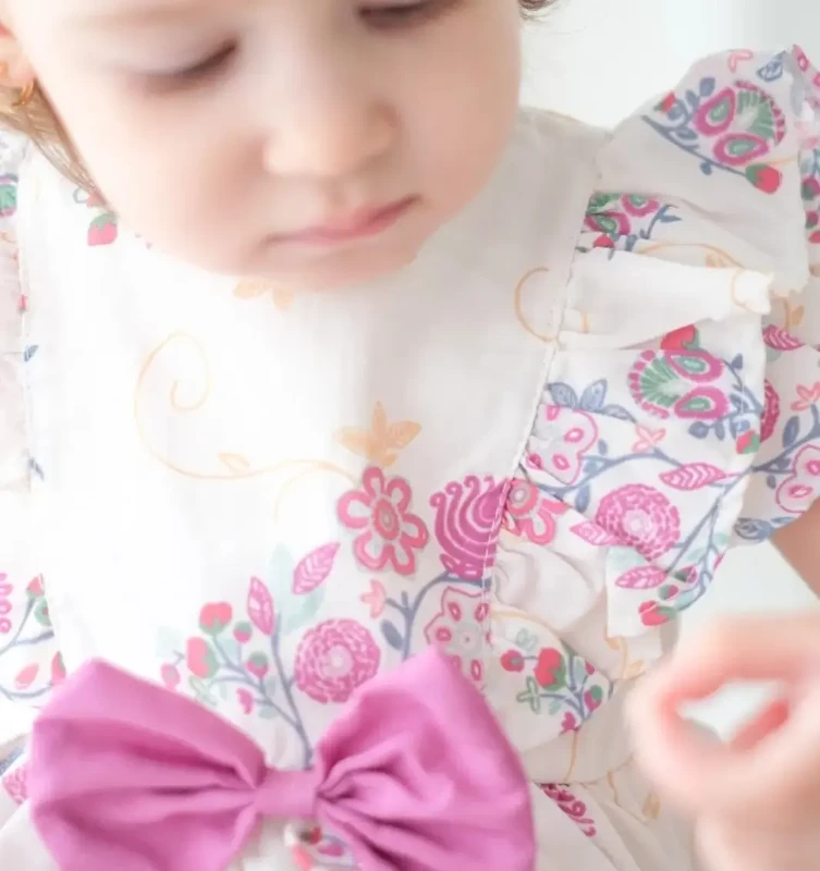 Kelly Çiçek Desenli Kız Bebek Romper - FUŞYA