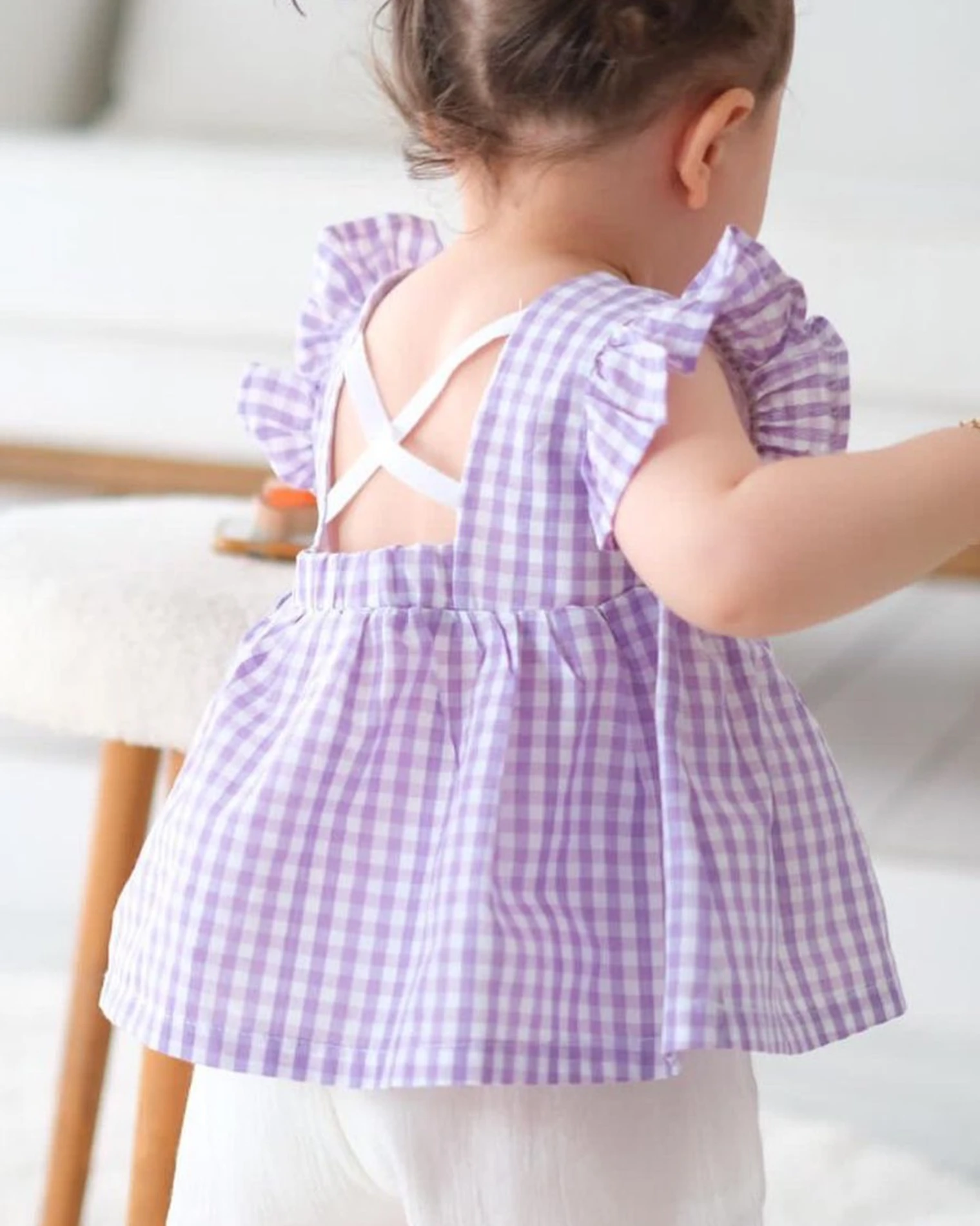 Cherry Ekose Kiraz Detaylı Kız Bebek İkili Takım - LİLA