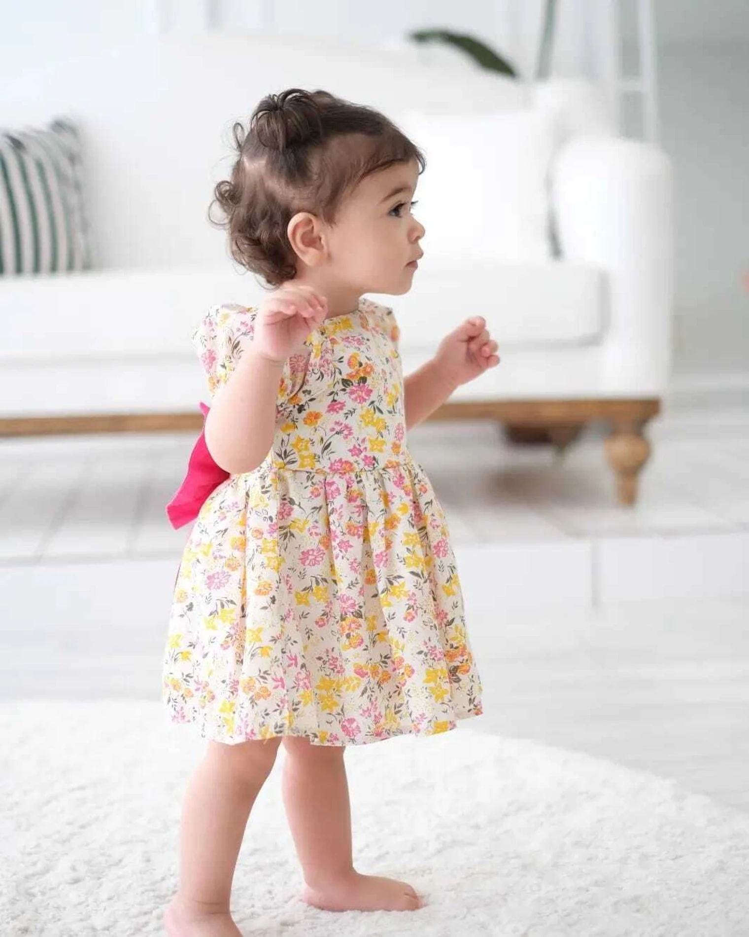 Petty Çiçekli Bebek Elbisesi - SARI