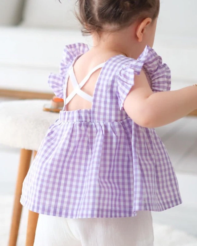 Cherry Ekose Kiraz Detaylı Kız Bebek İkili Takım - LİLA