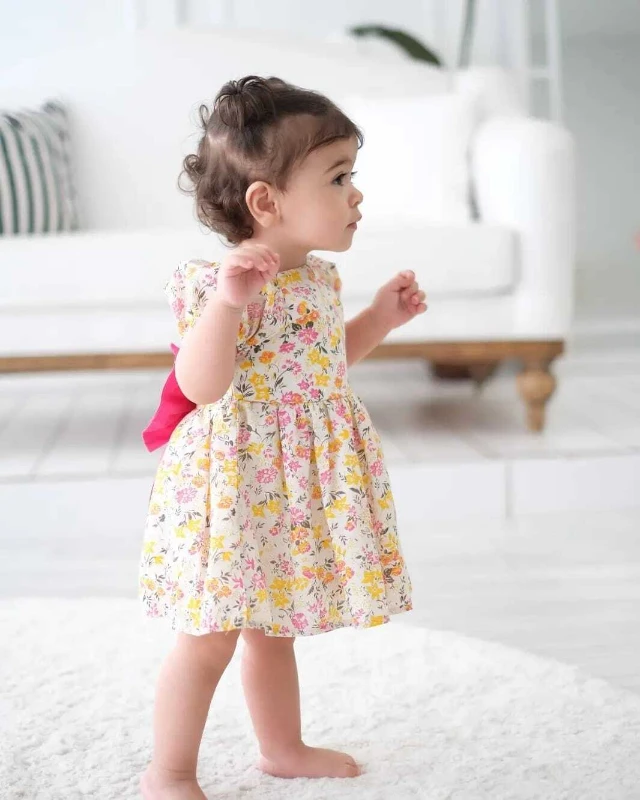 Petty Çiçekli Bebek Elbisesi - SARI
