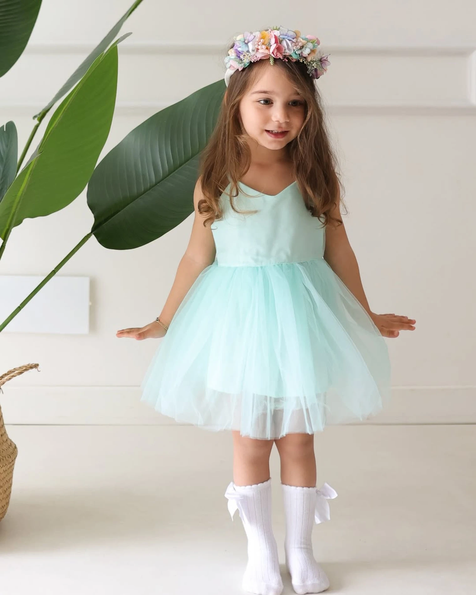 Elina Bebek Tütü Elbisesi - SU YEŞİLİ