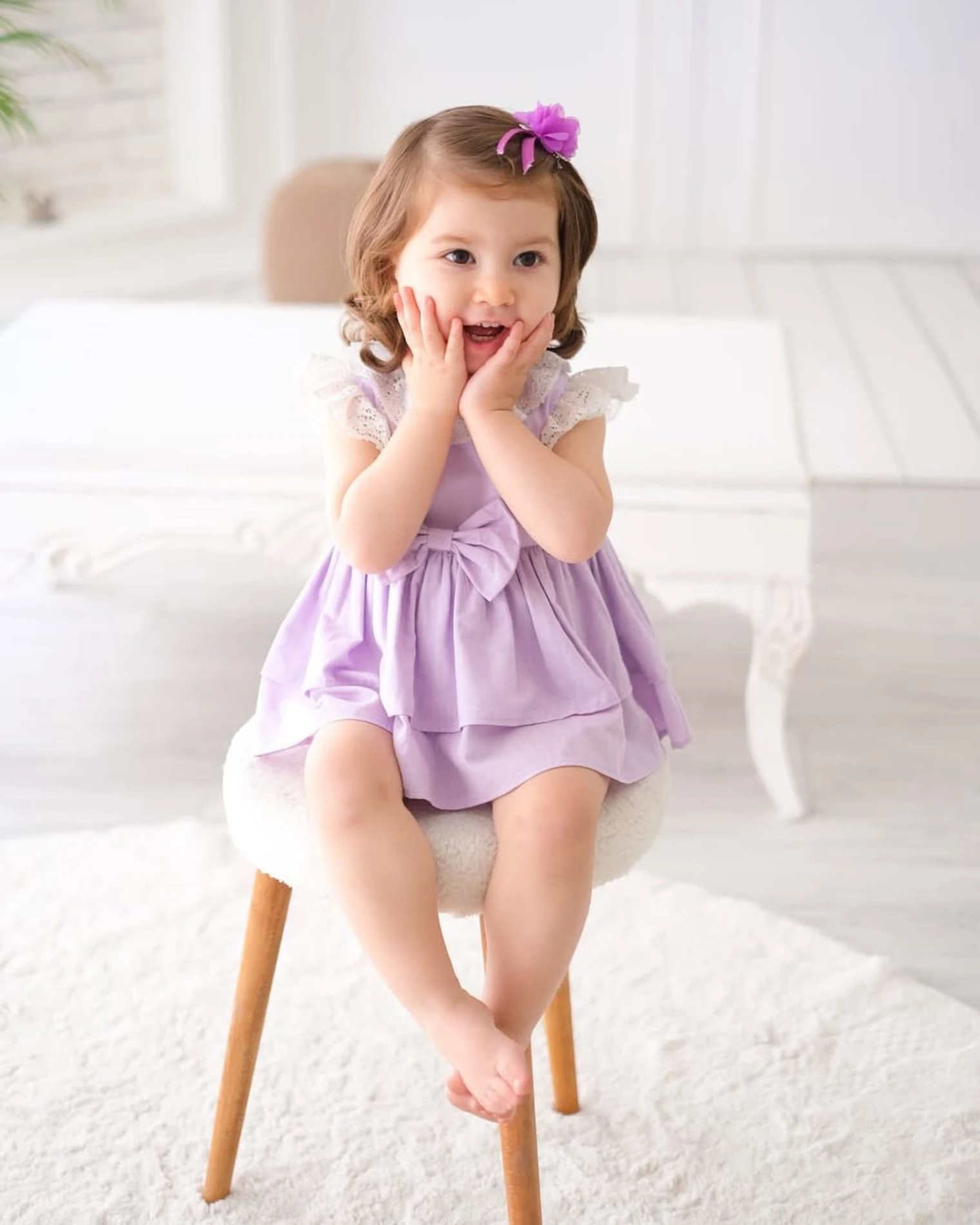 Dolly Fiyonklu Fırfırlı Bebek Romper - LİLA