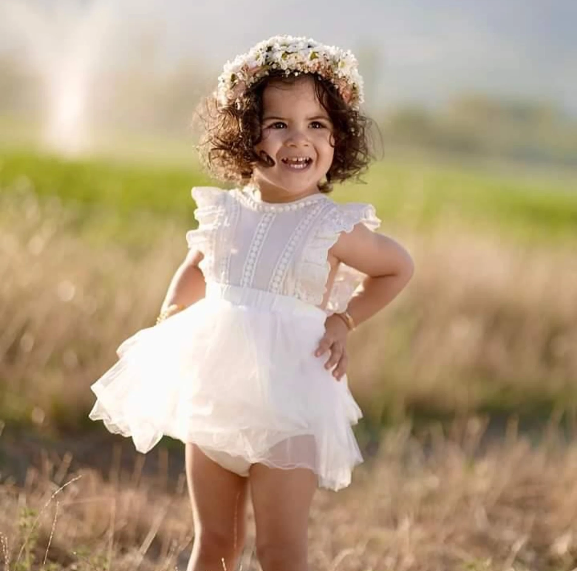 Angel Tütü Bebek Romper - BEYAZ
