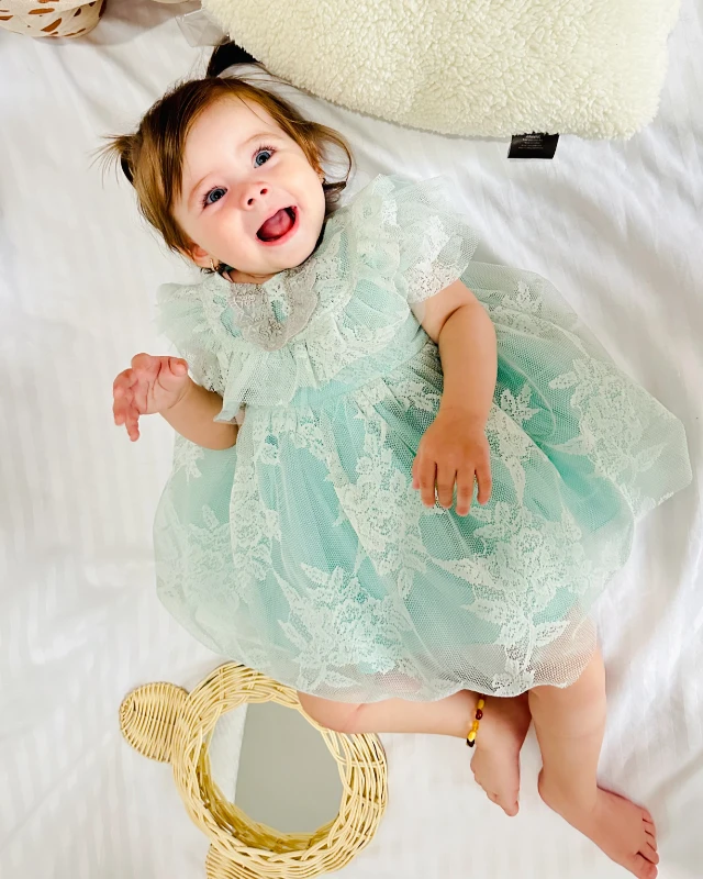 Yasemin Kız Bebek Elbise - SU YEŞİLİ
