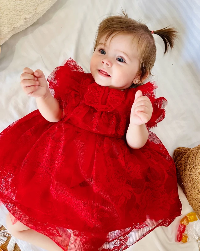 Yasemin Kız Bebek Elbise - KIRMIZI