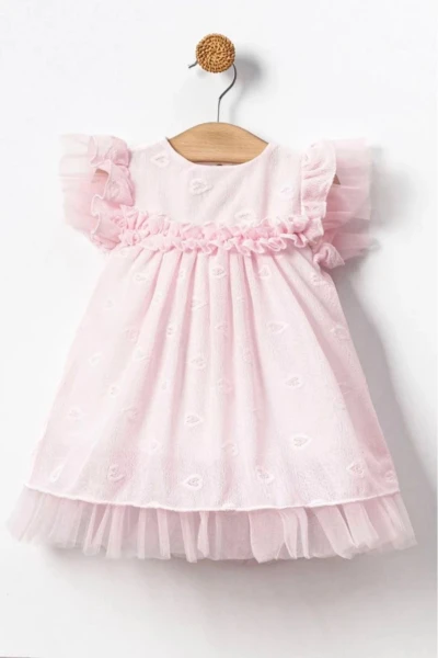 Nil Kalp Desenli Kız Bebek Elbise - PEMBE