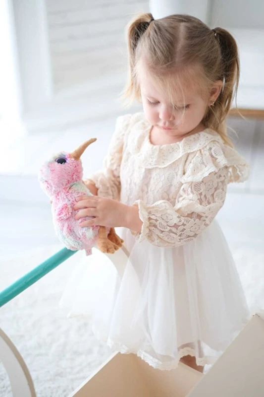 Cindy Kız Çocuk Elbise - Krem - EKRU