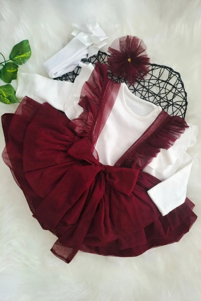 Alina kız bebek takım - BORDO