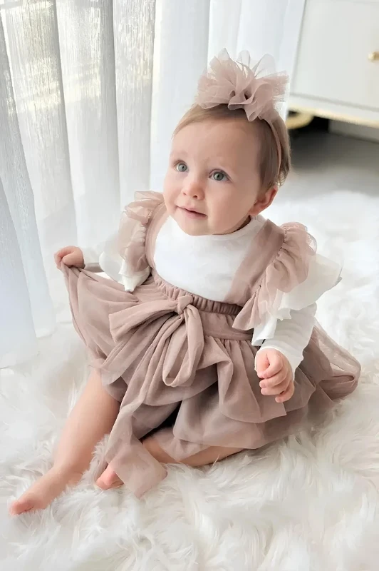 Alina kız bebek takım - KAHVERENGİ