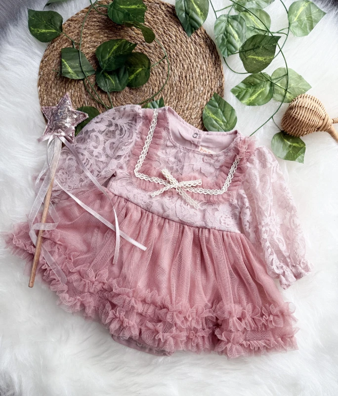 Alwin kız Bebek Elbise romper tütü prenses - ROSE