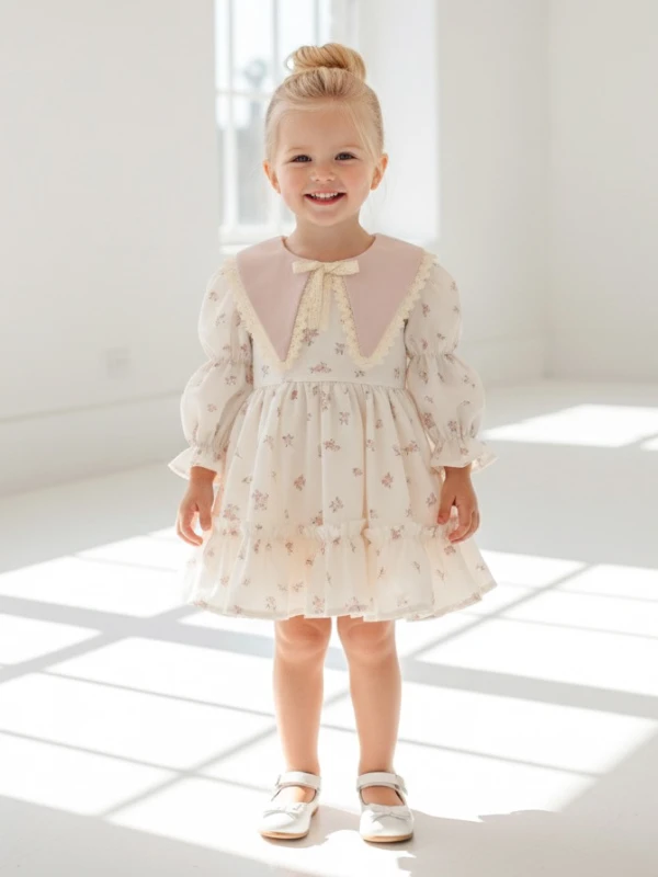 bianca kız çocuk vintage özelgün doğumgünü elbise - PUDRA