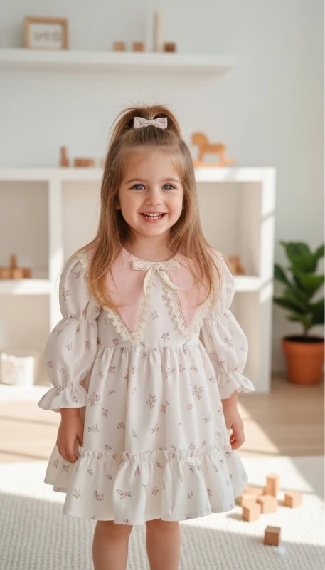bianca kız çocuk vintage özelgün doğumgünü elbise - PEMBE