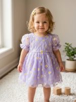 Lila Papatya Özel Gün Doğum Günü Bayramlık Kabarık Elbise