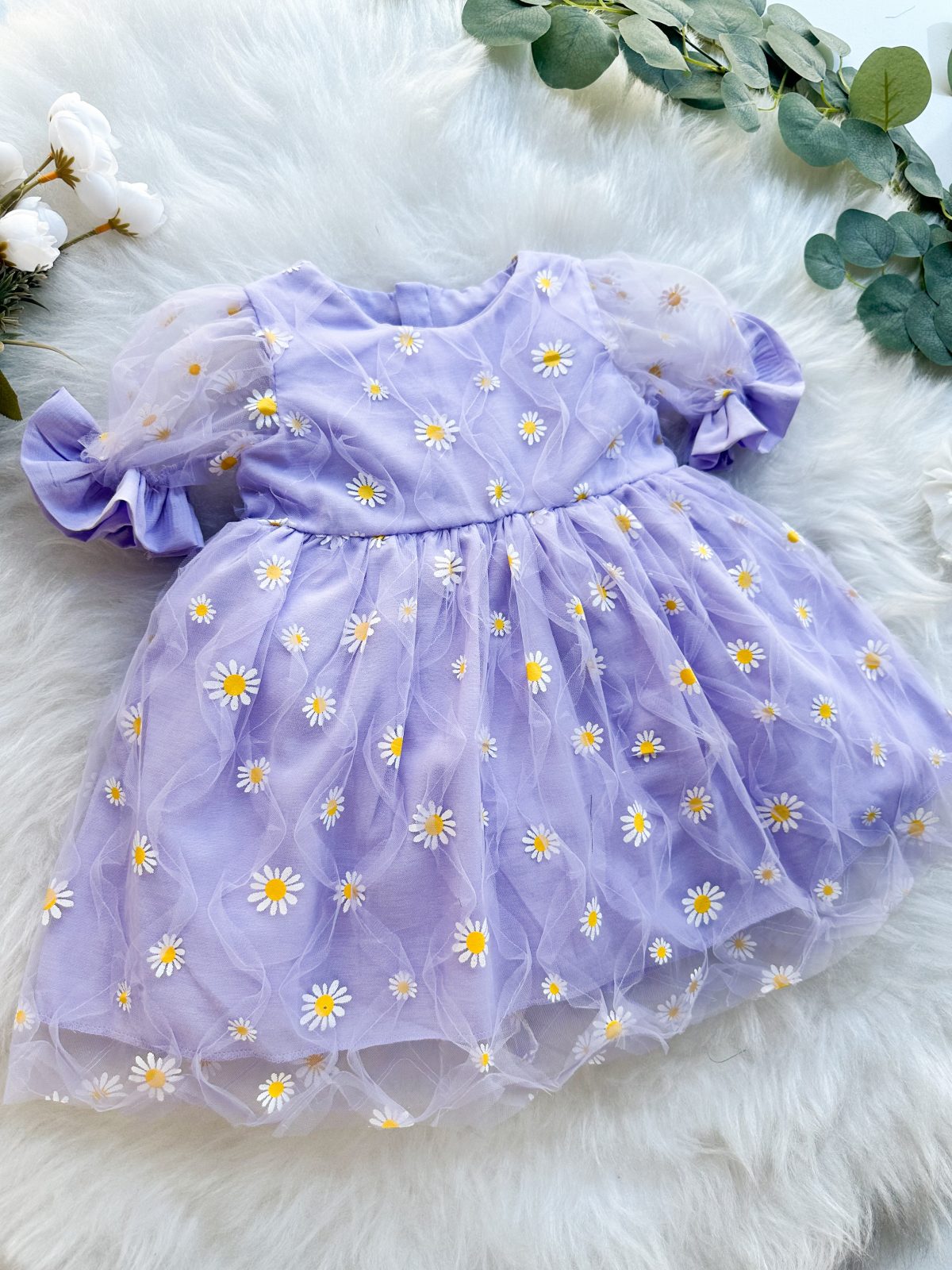 Lila Papatya Özel Gün Doğum Günü Bayramlık Kabarık Elbise - Görsel 4