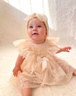 Liya Bandanalı Kız Bebek Romper - Görsel 3