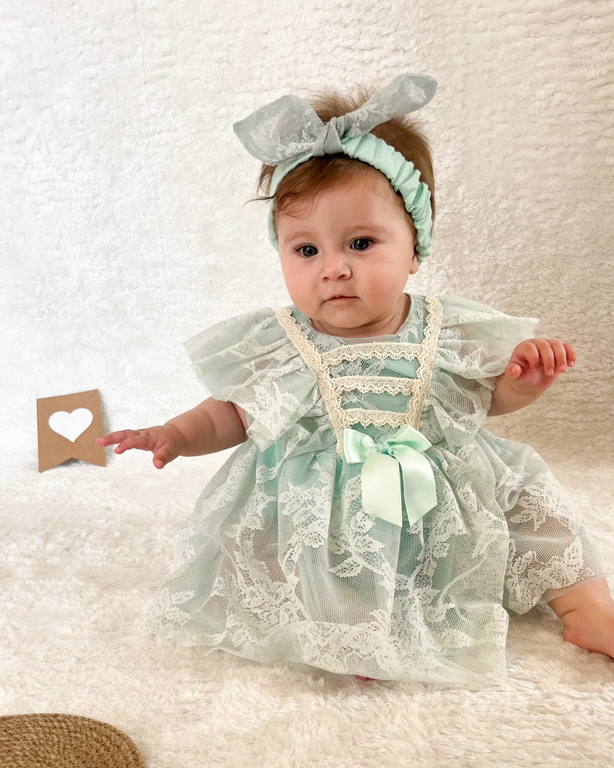 Liya Bandanalı Kız Bebek Romper - Görsel 4