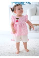 Kiraz detaylı kız bebek takım - Görsel 3
