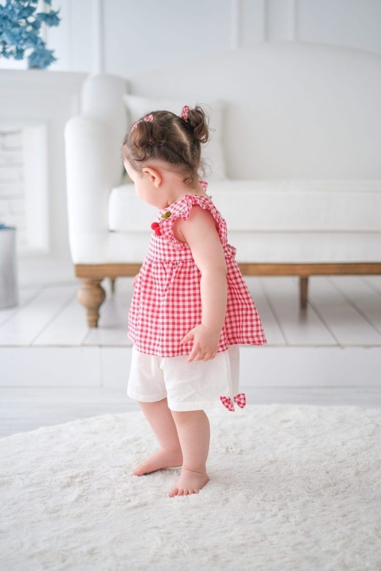 Kiraz detaylı kız bebek takım - Görsel 8