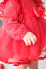 Perla Kız Bebek Tül Gelinlik Güpür Bebek Mevlüdü Doğumgünü Kına Prenses Tütü Elbise Romper - Görsel 9