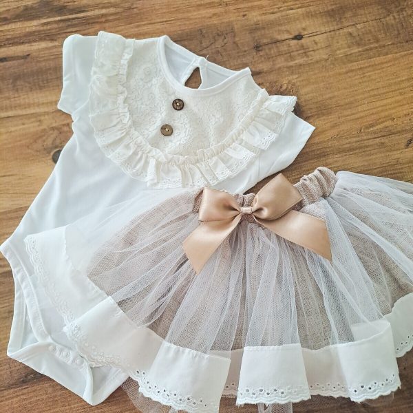 Parla Kız Bebek Tütü Bayramlık Doğum Günü Vintage Prenses Etekli Bayramlık Takım OUTLET