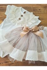 Parla Kız Bebek Tütü Bayramlık Doğum Günü Vintage Prenses Etekli Bayramlık Takım OUTLET - Görsel 3