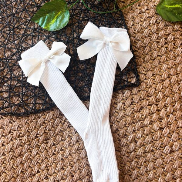 Kız Çocuk Fiyonklu Pamuklu Diz Altı Çorap