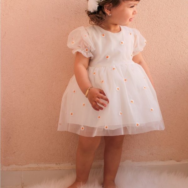 Beyaz Papatya Kız Çocuk Elbise (açıklamadaki Ölçülere Göre Satın Alınız)