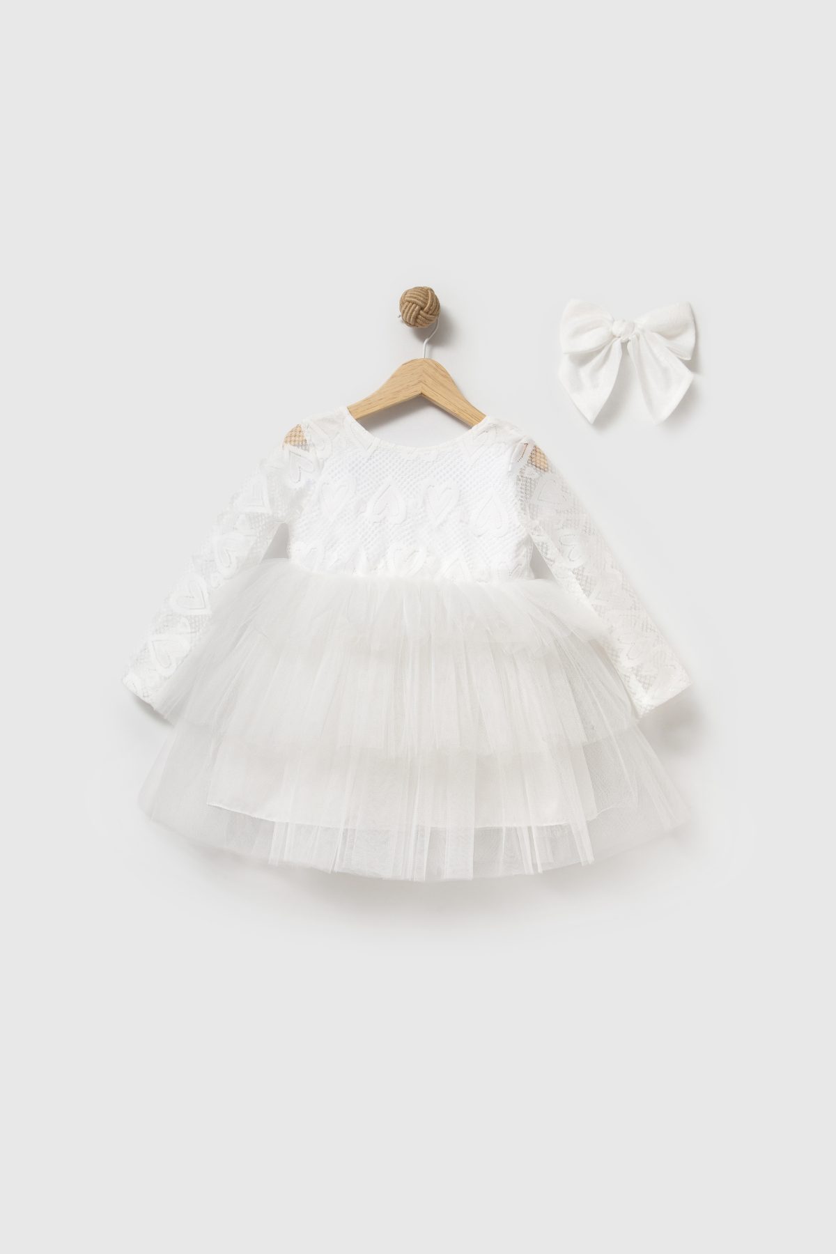 LORA Kalp Detaylı Tokalı Tül Etekli Özel Gün Bayramlık Kız Çocuk Elbise - Görsel 2