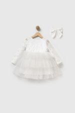 LORA Kalp Detaylı Tokalı Tül Etekli Özel Gün Bayramlık Kız Çocuk Elbise - Görsel 2