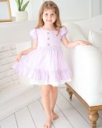 Alessi Mini Fırfır Detaylı Keten Kız Çocuk Elbise