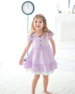 Alessi Mini Fırfır Detaylı Keten Kız Çocuk Elbise - Görsel 5